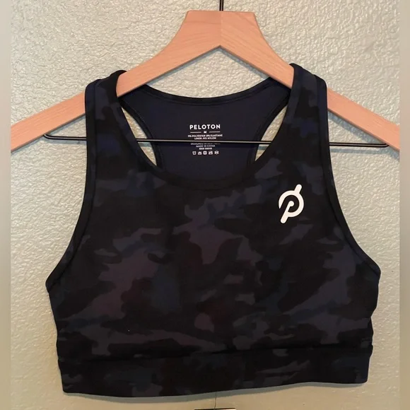 Peloton Cadent Cycle Workout Gym Printed High-Neck Racerback Sports Bra Size Med - Picture 3 of 5